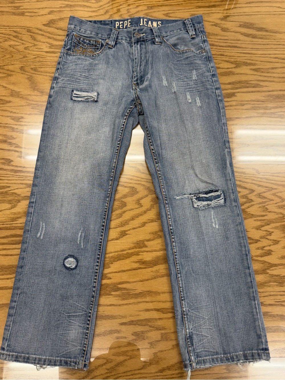 Vintage Distressed Pepe Jeans 32x30 Denim United Kingdom Embroidered 90s Hip-hop